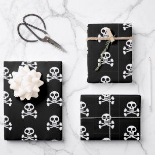 Little Pirate Kids Skull and Crossbones Birthday  Wrapping Paper Sheet