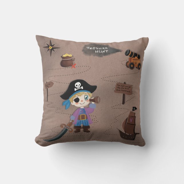 little pirate searching for treasure cushion (Front)