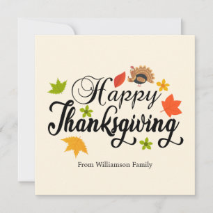 Little Playful Turkey on Autumn Thanksgiving card