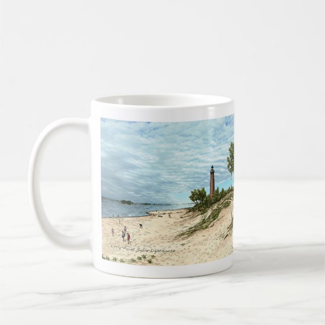 Little Point Sable Lighthouse Michigan Coffee Mug (Left)