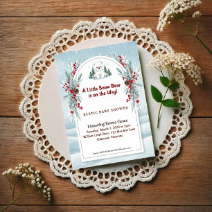 Little Polar Bear Winter Baby Shower Invitation Postcard