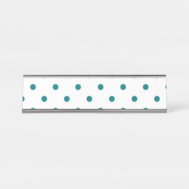 Little Polkadots - Teal Desk Name Plate (Front)