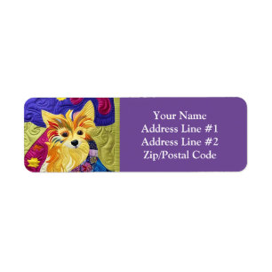 Little Pom Puppy Quilt Like Design Return Address Label