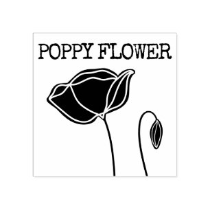 Little Poppy Flower Rubber Stamp