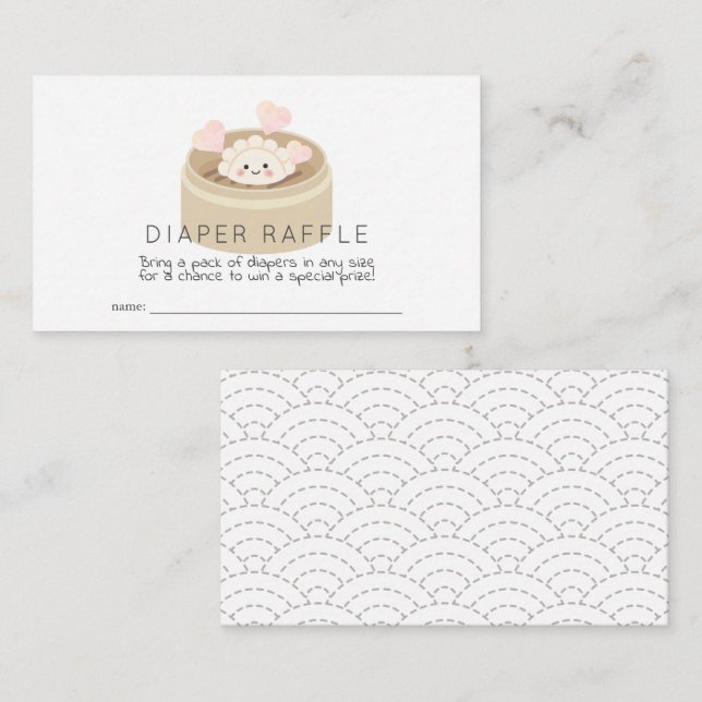 Little Potsticker Baby Shower Diaper Raffle Ticket Enclosure Card (Front/Back)