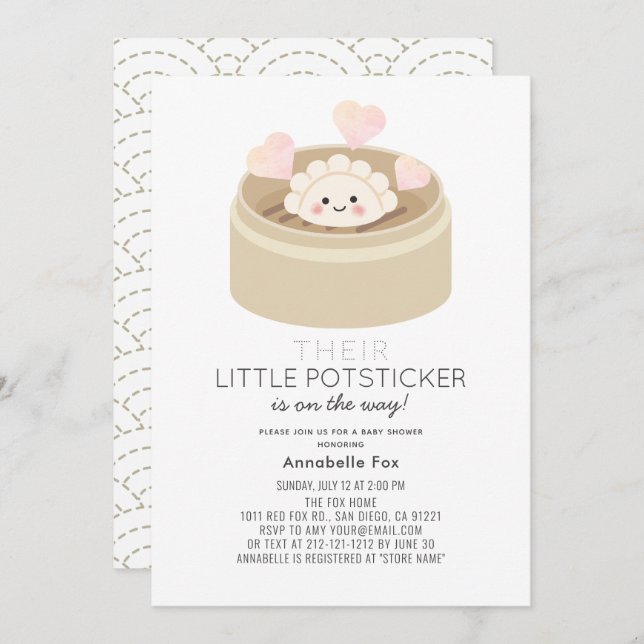 Little Potsticker Baby Shower Invitation (Front/Back)