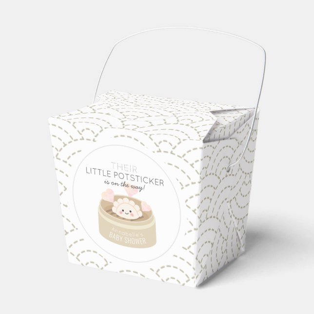 Little Potsticker White Baby Shower Favour Box (Front Side)