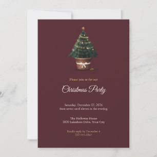 Little Potted Tree Christmas Party Invitation
