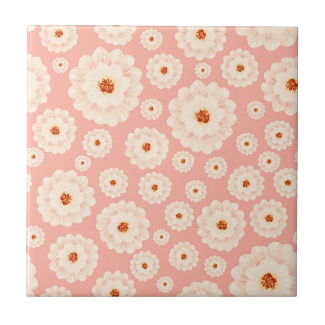 Little Powder Pink Flowers     Ceramic Tile (Front)