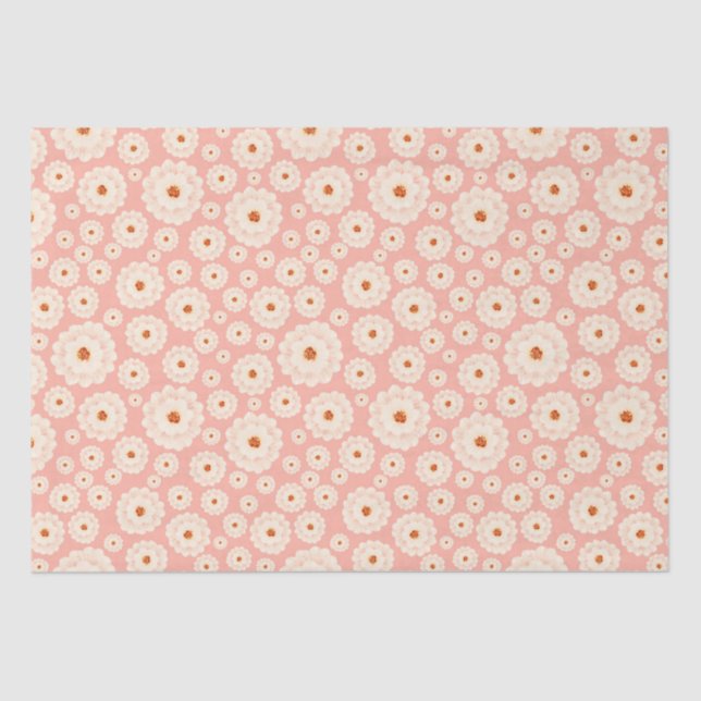 Little Powder Pink Flowers Tissue Paper (Front)