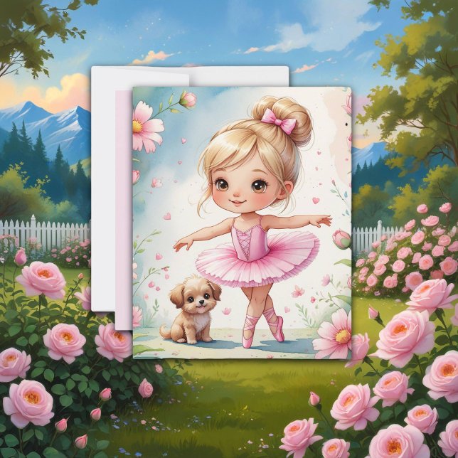 Little Prima Ballerina with Puppy Scrapbook Paper (Creator Uploaded)