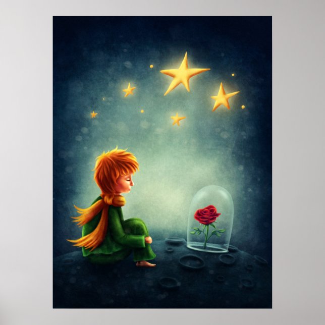 Little Prince and Rose. Nursery Art Poster (Front)