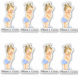 Little Prince Baby Boy Light Blue Gold Crown