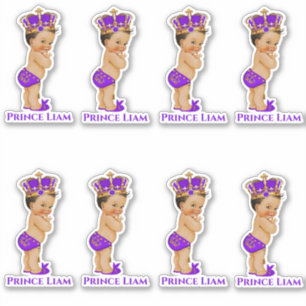 Little Prince Baby Boy Purple Gold Crown