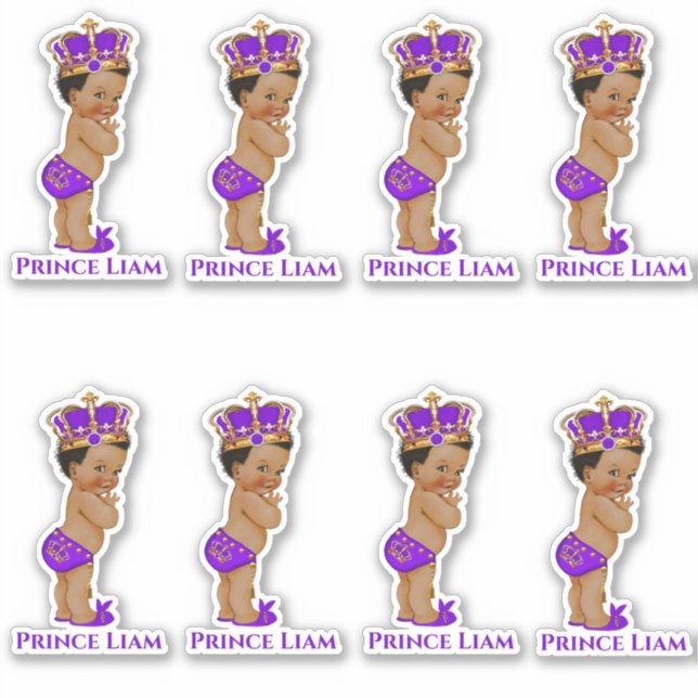 Little Prince Baby Boy Purple Gold Crown (Front)
