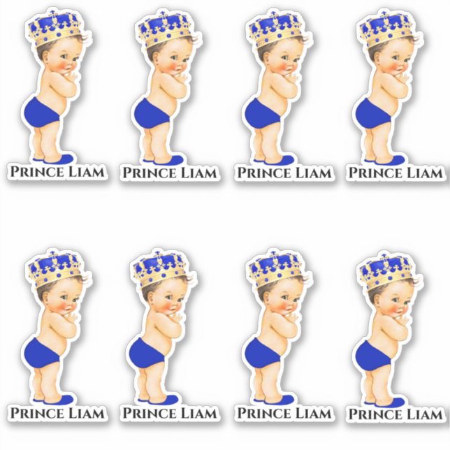 Little Prince Baby Boy Royal Blue Gold Crown (Front)