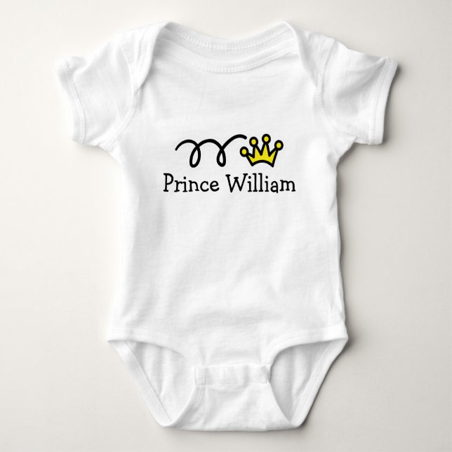 Little prince baby outfit with custom name bodysuit (Front)