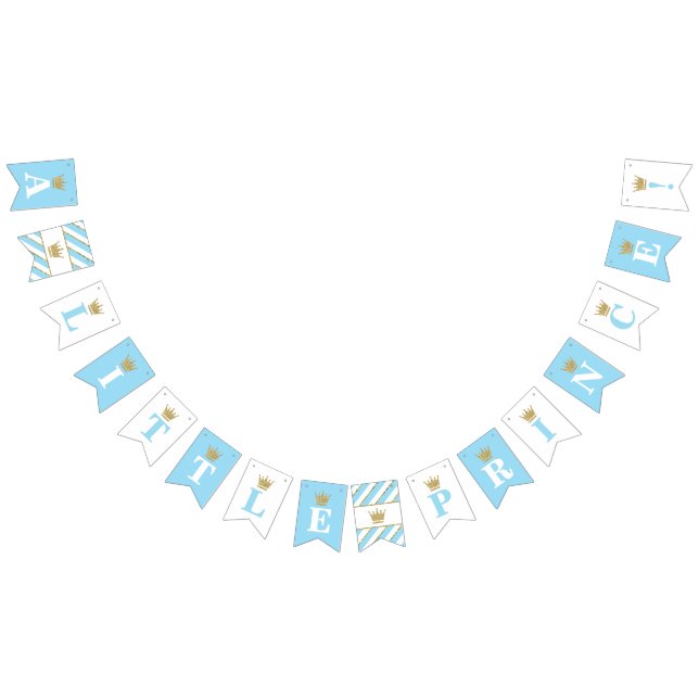 Little Prince Baby Shower Banner, Baby Blue Bunting (All)