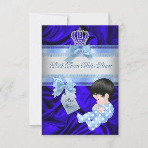 Little Prince Baby Shower Boy Royal Blue Invitation