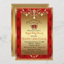 Little Prince Baby Shower Invitation,gold,red