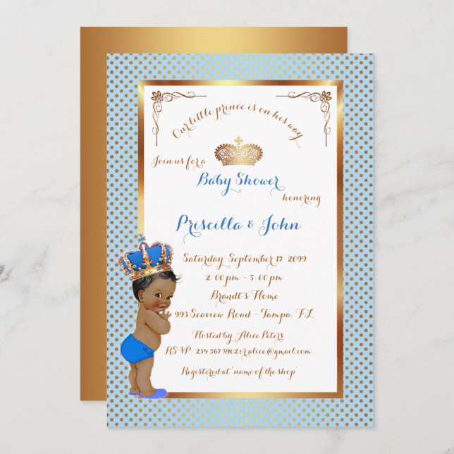 Little Prince Baby Shower Invitation,pink gold Invitation (Front/Back)