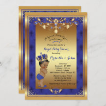 Little Prince Baby Shower Invitation, Royal Blue