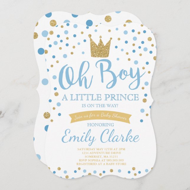 Little Prince Baby Shower Invitation Royal Shower (Front/Back)