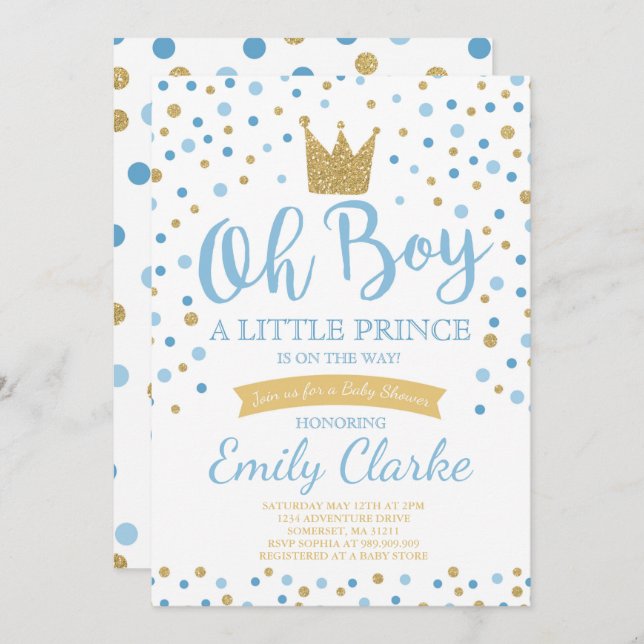 Little Prince Baby Shower Invitation Royal Shower (Front/Back)