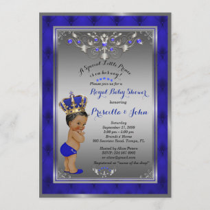 Little Prince Baby Shower Invitation, Royal SILVER Invitation