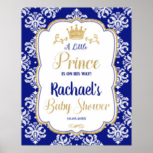 Little Prince Baby Shower Royal Blue Welcome Sign