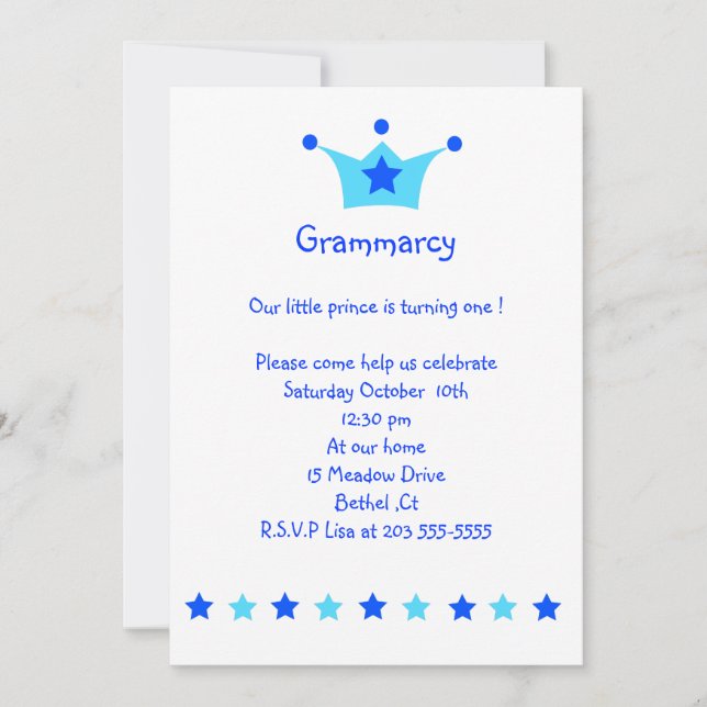 little prince birthday invitation 2 (Front)
