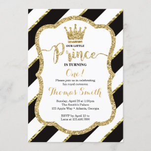 Little Prince Birthday Invitation in Black & Gold