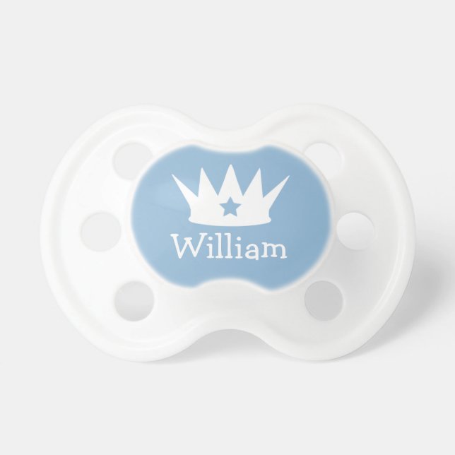 Little Prince Blue Baby Boy Custom Monogram Dummy (Front)