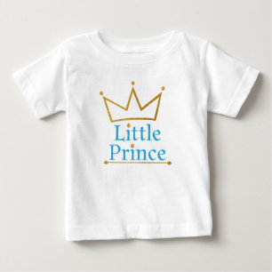Little Prince Blue Text and Gold Crown Baby T-Shirt