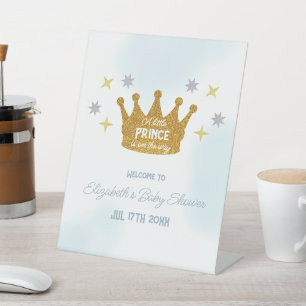 Little Prince Boy Baby Shower Pedestal Sign