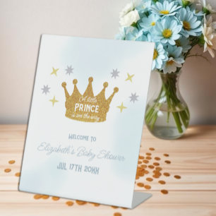 Little Prince Boy Baby Shower Pedestal Sign