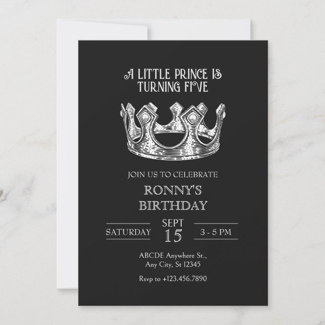 LITTLE PRINCE CROWN BIRTHDAY INVITATION (Front)