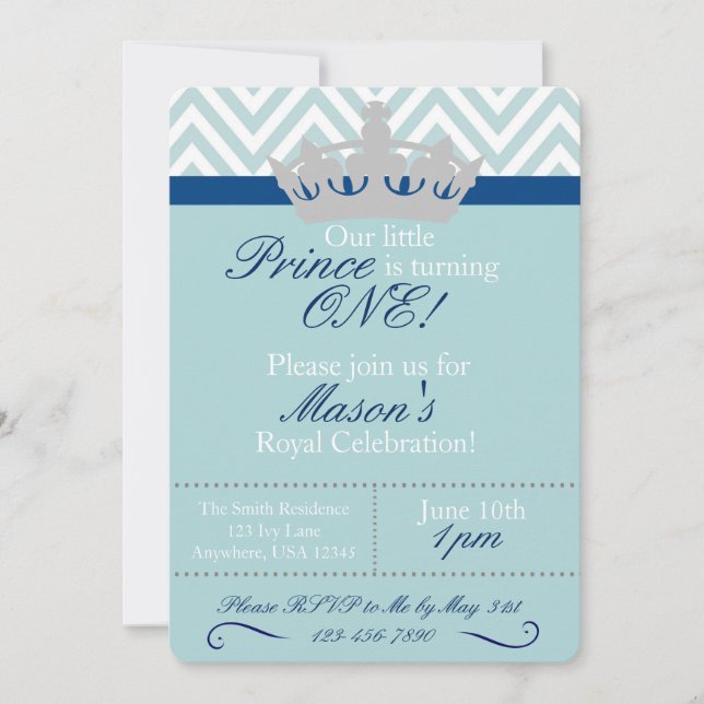 Little Prince First Birthday Invitation (Front)