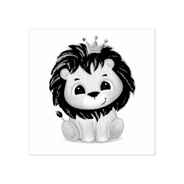Little Prince Lion Boy Baby Shower Rubber Stamp (Imprint)