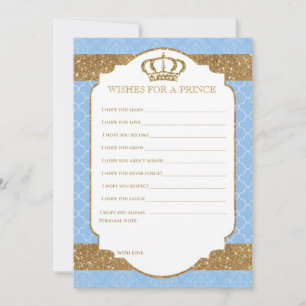 Little Prince Royal Baby Blue Gold Wishes for Baby Advice Card