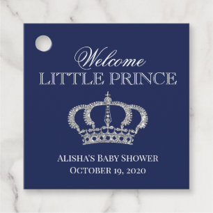 Little Prince Royal Blue and Silver Baby Shower Favour Tags