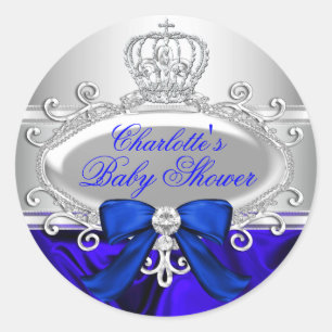 Little Prince Royal Blue Baby Shower Sticker