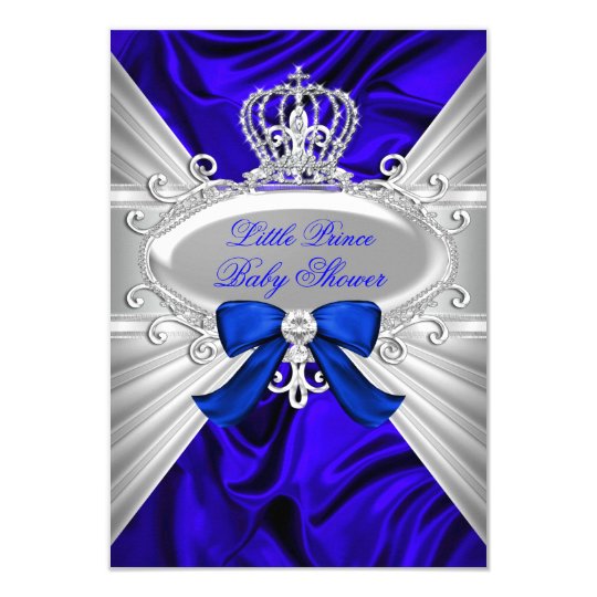 Little Prince Royal Blue Boy Baby Shower Invite