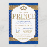 Little Prince Royal Blue Gold Birthday or Shower