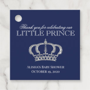 Little Prince Royal Blue Silver Shower Thank You Favour Tags