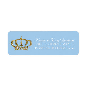 Little Prince Royal Crown Baby Blue Return Address Label