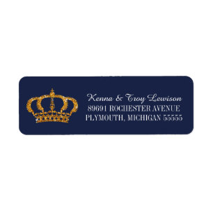 Little Prince Royal Crown Navy Blue Return Address Label
