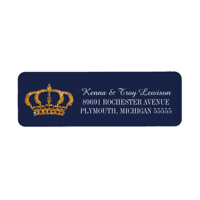 Little Prince Royal Crown Navy Blue Return Address Label (Front)