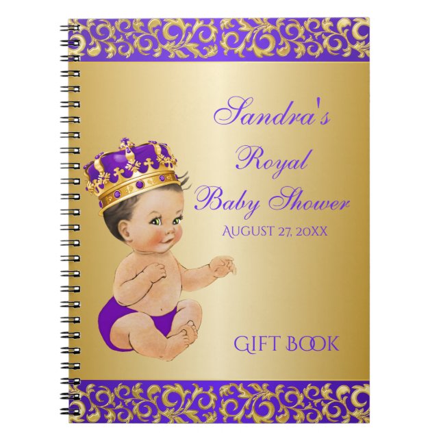 Little Prince Royal Purple Gold Gift Guest Notebook (Front)
