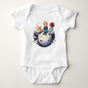 Little Prince sitting on the moon Baby Bodysuit